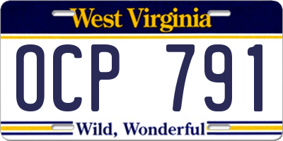 WV license plate OCP791