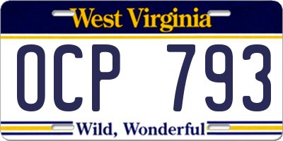 WV license plate OCP793