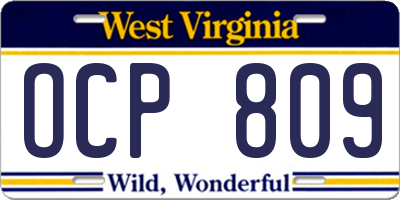 WV license plate OCP809