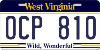 WV license plate OCP810