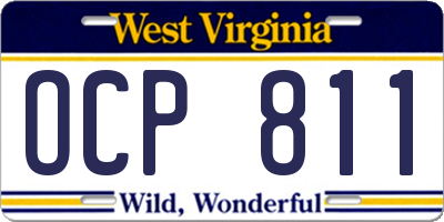 WV license plate OCP811