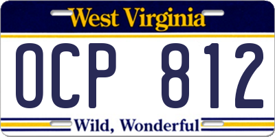 WV license plate OCP812