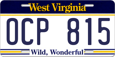 WV license plate OCP815