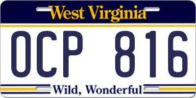 WV license plate OCP816