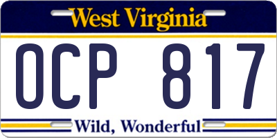 WV license plate OCP817