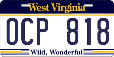 WV license plate OCP818