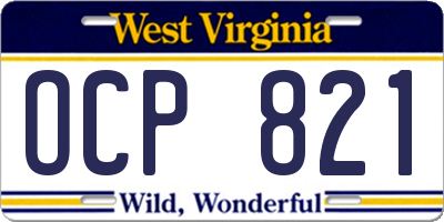 WV license plate OCP821