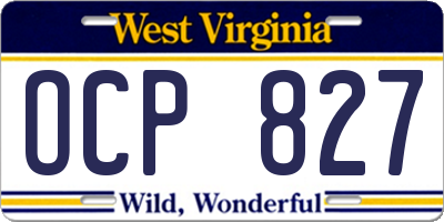 WV license plate OCP827