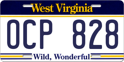WV license plate OCP828