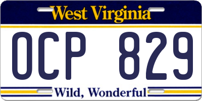 WV license plate OCP829