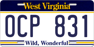 WV license plate OCP831