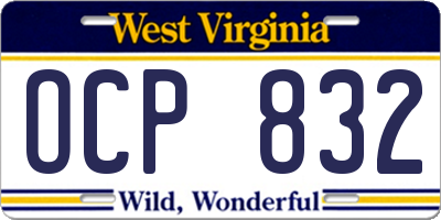 WV license plate OCP832