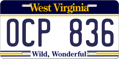 WV license plate OCP836
