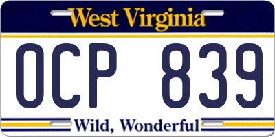 WV license plate OCP839