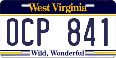 WV license plate OCP841