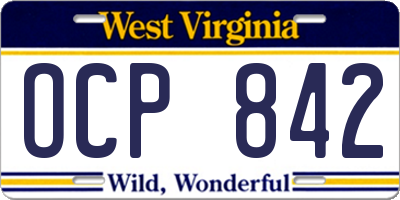 WV license plate OCP842