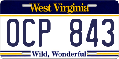 WV license plate OCP843