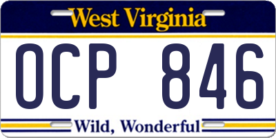 WV license plate OCP846