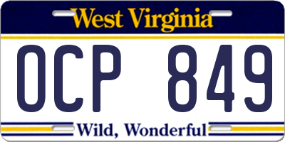 WV license plate OCP849