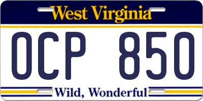 WV license plate OCP850