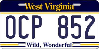 WV license plate OCP852
