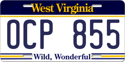 WV license plate OCP855