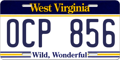 WV license plate OCP856