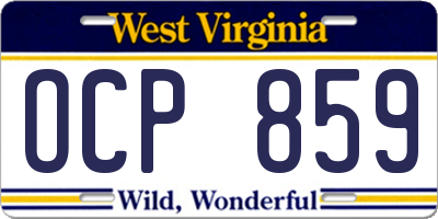 WV license plate OCP859