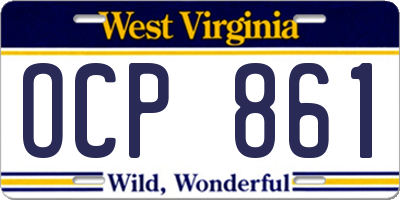 WV license plate OCP861