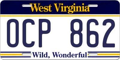 WV license plate OCP862