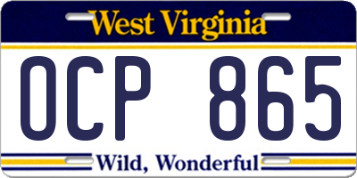 WV license plate OCP865