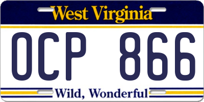 WV license plate OCP866
