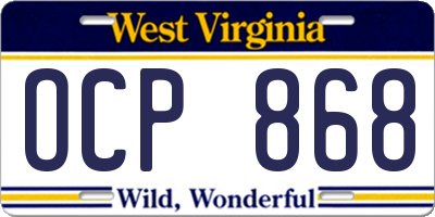 WV license plate OCP868