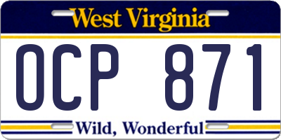 WV license plate OCP871