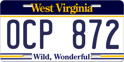 WV license plate OCP872