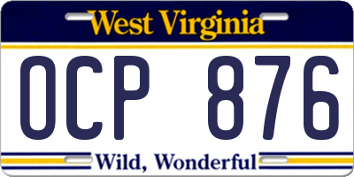 WV license plate OCP876