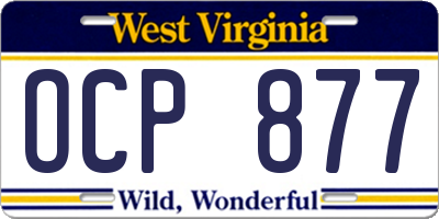 WV license plate OCP877