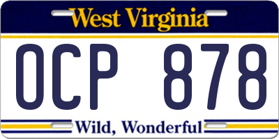 WV license plate OCP878