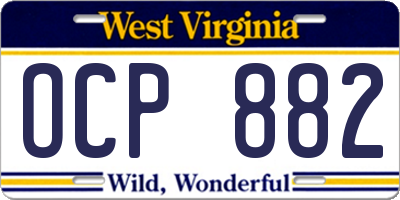 WV license plate OCP882