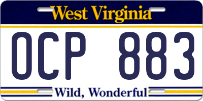 WV license plate OCP883