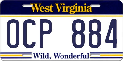 WV license plate OCP884