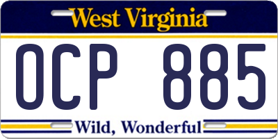 WV license plate OCP885