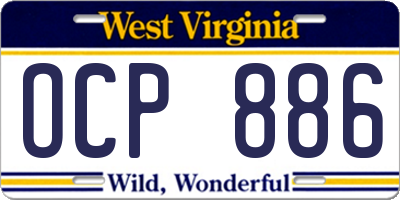 WV license plate OCP886