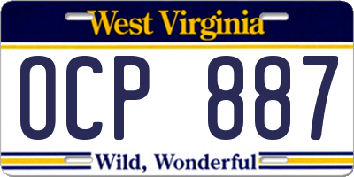 WV license plate OCP887