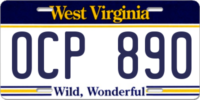 WV license plate OCP890