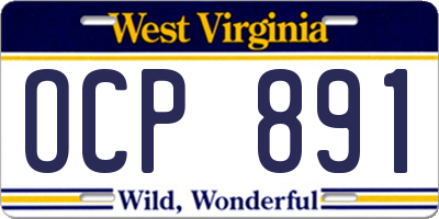 WV license plate OCP891