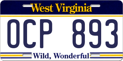 WV license plate OCP893