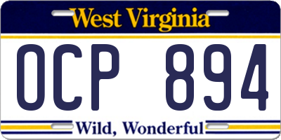 WV license plate OCP894