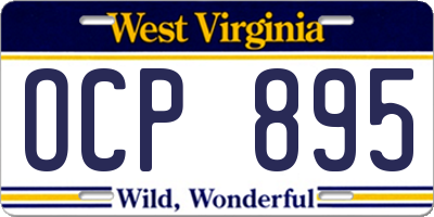 WV license plate OCP895