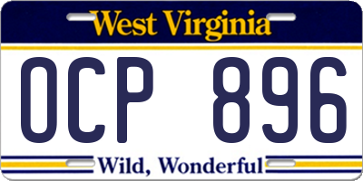 WV license plate OCP896